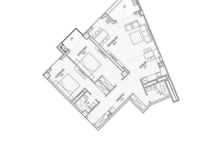 3-room apartment, Adontsi St, 18